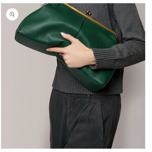 Elegant Dark Green Leather Clutch
